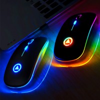 New Ultra-Thin Mini A2 Wireless Mouse Silent Mute Rechargeable LED Colorful Lights Computer Mouse